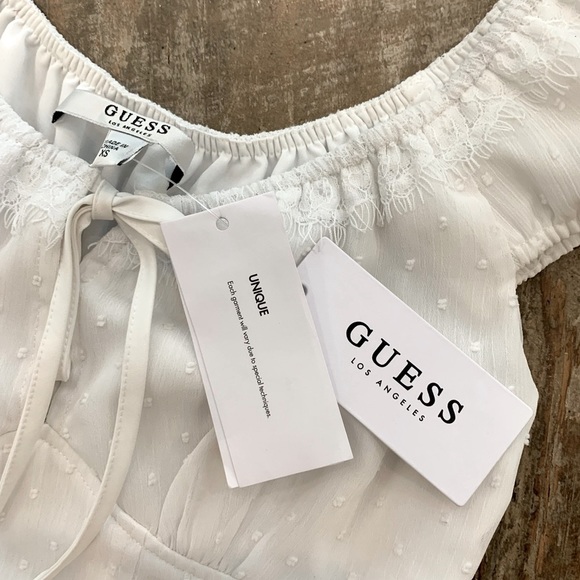 Guess Sienna White Mocked Peplum Top - Picture 5 of 6